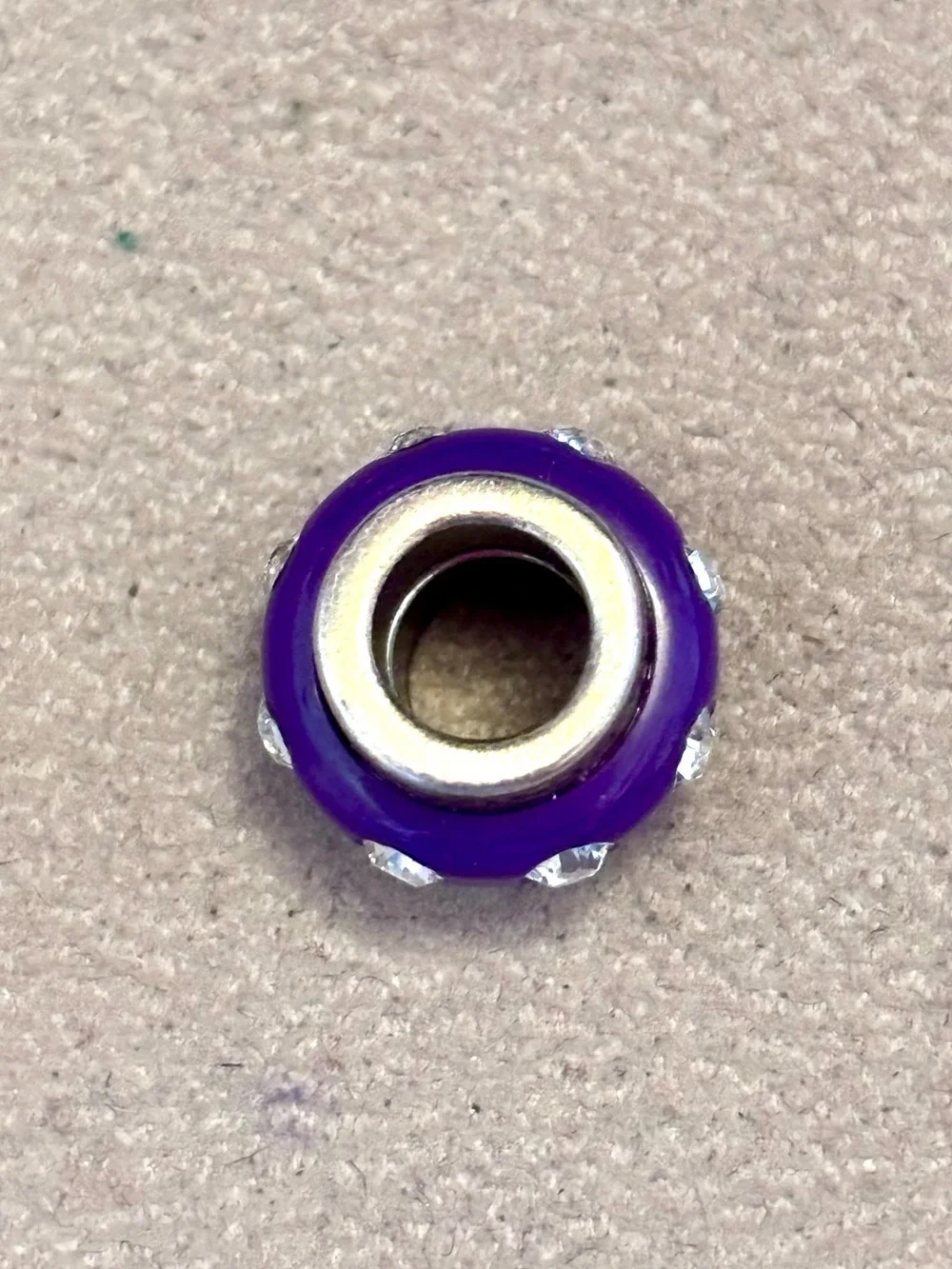 Brighton round Dazzle Spacer Purple resin bead Row of clear crystals Retired